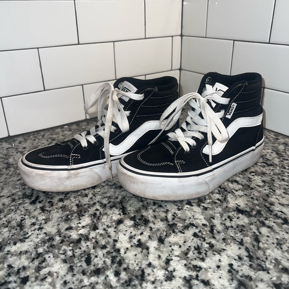 Vans Black and White High-Top Sneakers